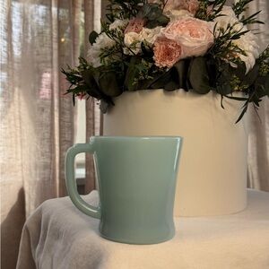 HTF Fire King Turquoise Blue D Handle Mug Rare (1956-1958)